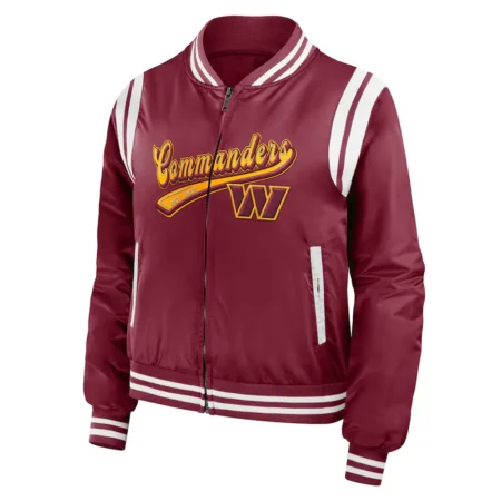 Washington Commanders Burgundy Bomber Full Zip Jacket webp