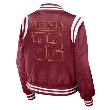 Washington Commanders Burgundy Bomber Full Zip Jacket back webp
