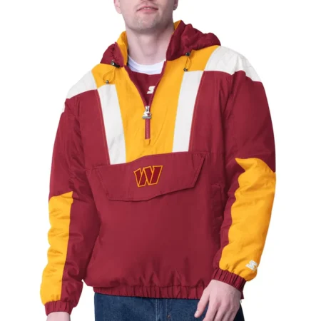 Washington Commanders Burgundy and Gold Pullover Hoodie Jacket webp