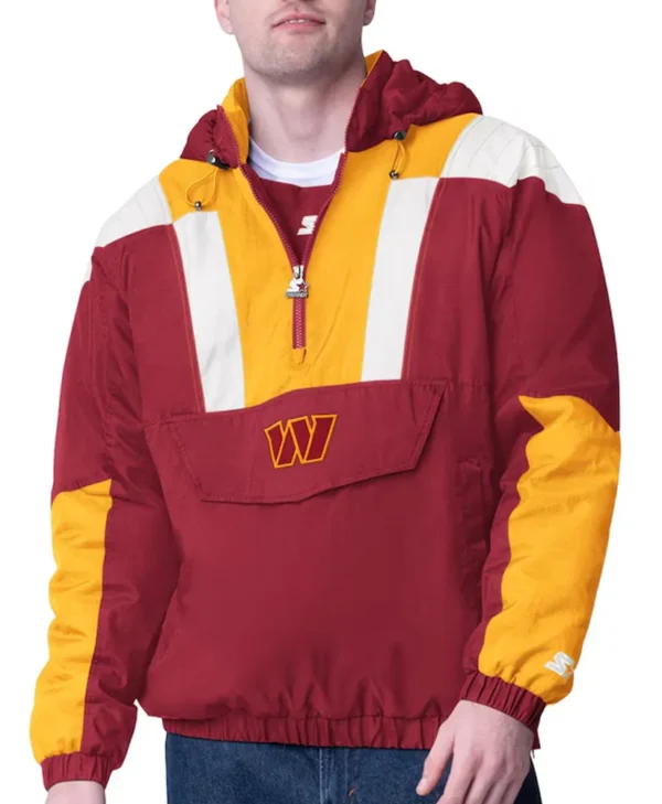Washington Commanders Burgundy and Gold Pullover Hoodie Jacket webp