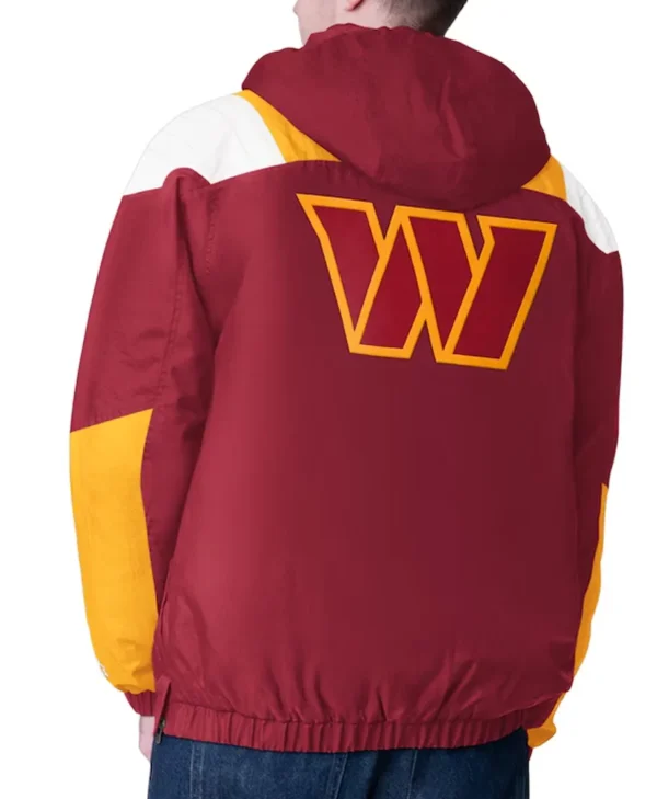 Washington Commanders Burgundy and Gold Pullover Hoodie Jacket back webp
