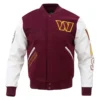 Washington Commanders Burgundy and White Letterman Jacket webp