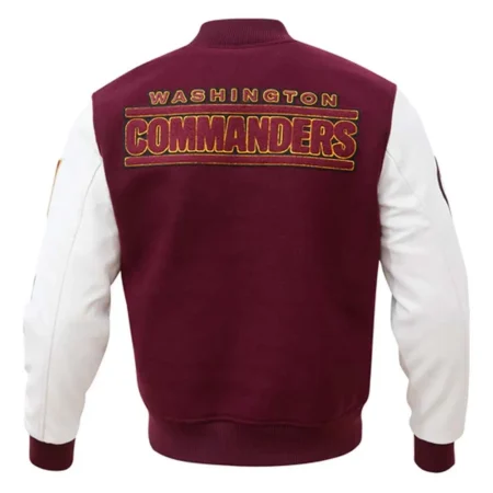 Washington Commanders Burgundy and White Letterman Jacket back webp