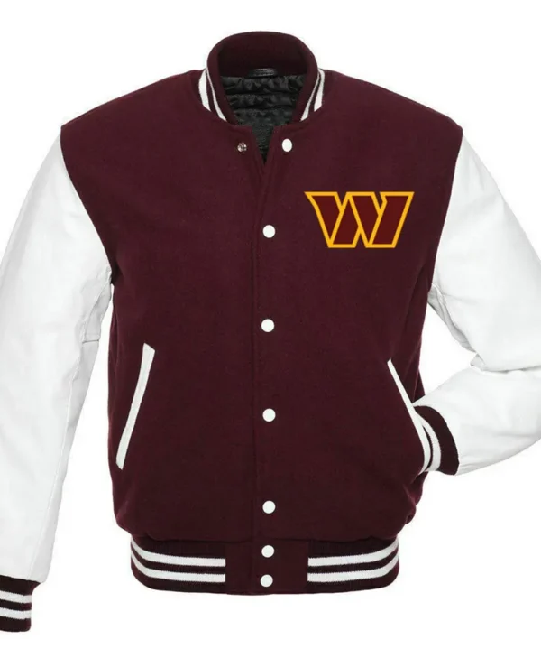 Washington Commanders Letterman Maroon and White Jacket webp