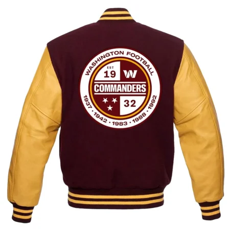 Washington Commanders Letterman W Maroon and Yellow Jacket back webp