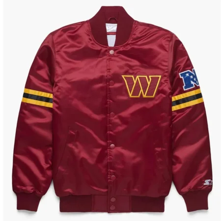 Washington Commanders Maroon Satin Jacket webp