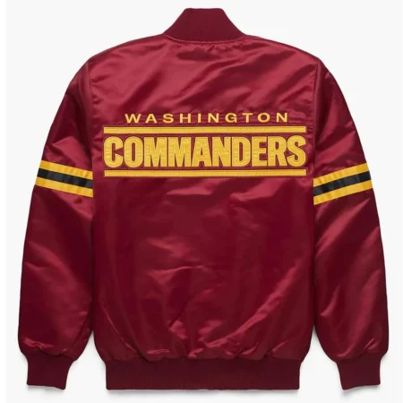 Washington Commanders Maroon Satin Jacket back webp