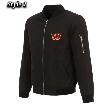 Washington Commanders Nylon Black Bomber Jacket webp