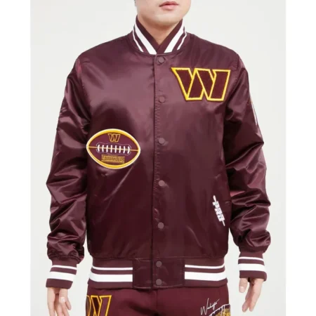 Washington Commanders Old English Classic Rib Satin Jacket webp