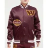 Washington Commanders Old English Maroon Satin Jacket webp