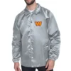 Washington Commanders Printed Logo Raglan Gray Coaches Jacket webp