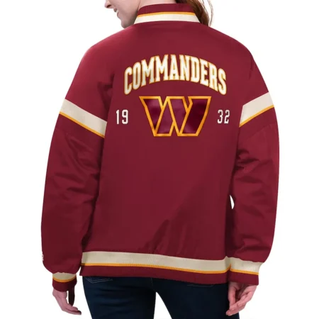 Washington Commanders Tournament Burgundy Varsity Jacket back webp