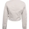 White Cropped Faux Leather Jacket Back webp