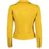 Women Biker Yellow Leather Jacket Back webp