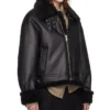 Womens B3 RAF Belted Flight Shearling Jacket Zipper webp