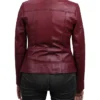 Womens Best Burgundy Leather Biker Jacket Back webp