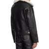 Womens Biker Black Leather Jacket With Fur Back webp
