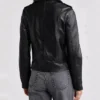 Womens Biker Style Black Leather Jacket Back webp