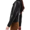 Womens Black Asymmetrical Biker Leather Jacket Right webp
