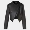 Womens Black Lambskin Biker Style Jacket 2 webp