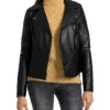 Womens Black Leather Biker Jacket 1 webp
