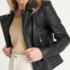 Womens Black Leather Motorcycle Jacket Style webp