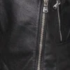 Womens Black Leather Motorcycle Jacket Zipper webp