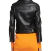 Womens Black Moto Jacket With ASY Collar Back webp