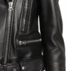 Womens Black Moto Jacket With ASY Collar Sleeves webp
