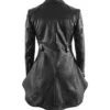 Womens Black Peplum Leather Jacket Back webp