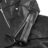 Womens Black Peplum Leather Jacket Cuffs webp