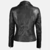 Womens Bright Black Lambskin Leather Jacket Back webp