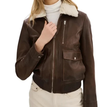 Womens Brown A2 Leather Flight Jacket Main webp