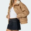 Womens Brown Leather Suede Shearling Jacket Style webp