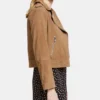 Womens Brown Suede Leather Biker webp