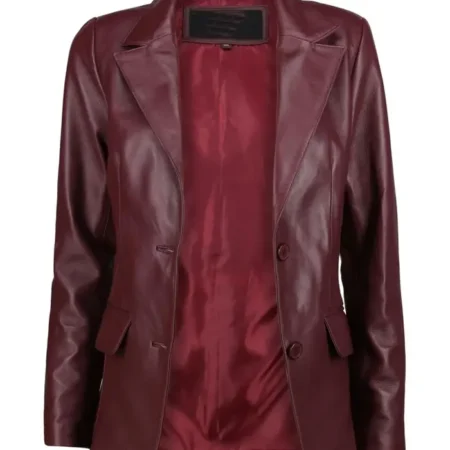 Womens Burgundy Leather Jacket webp