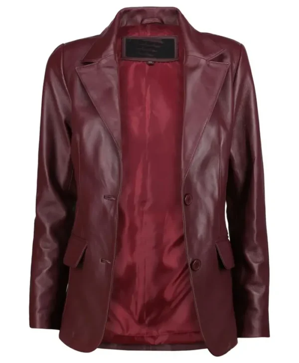 Womens Burgundy Leather Jacket webp