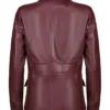Womens Burgundy Leather Jacket Back webp
