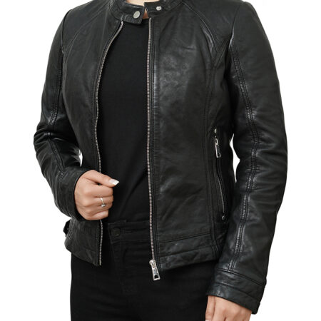 Womens Cafe Racer Leather Jacket jpg