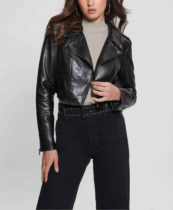 Womens Cropped Biker Jacket Main webp