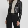 Womens Cropped Biker Jacket Open webp