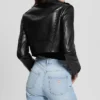 Womens Cropped Biker Jacket Second Back webp
