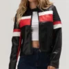 Womens Cropped Leather Jacket Racer Red And Black Main webp