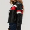 Womens Cropped Leather Jacket Racer Red And Black Right webp
