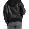 Womens Hooded Leather Jacket Back webp