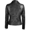 Womens Leather Biker Jacket Black Back webp