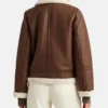 Womens Leather Brown Shearling Jacket Back webp
