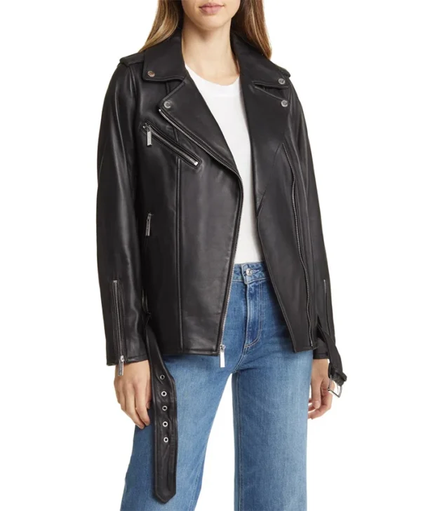 Womens Leather Jacket in Absolute Black Main webp