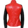 Womens Motorcycle Red And Black Biker Jacket Back webp