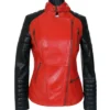 Womens Motorcycle Red And Black Biker Jacket Main webp